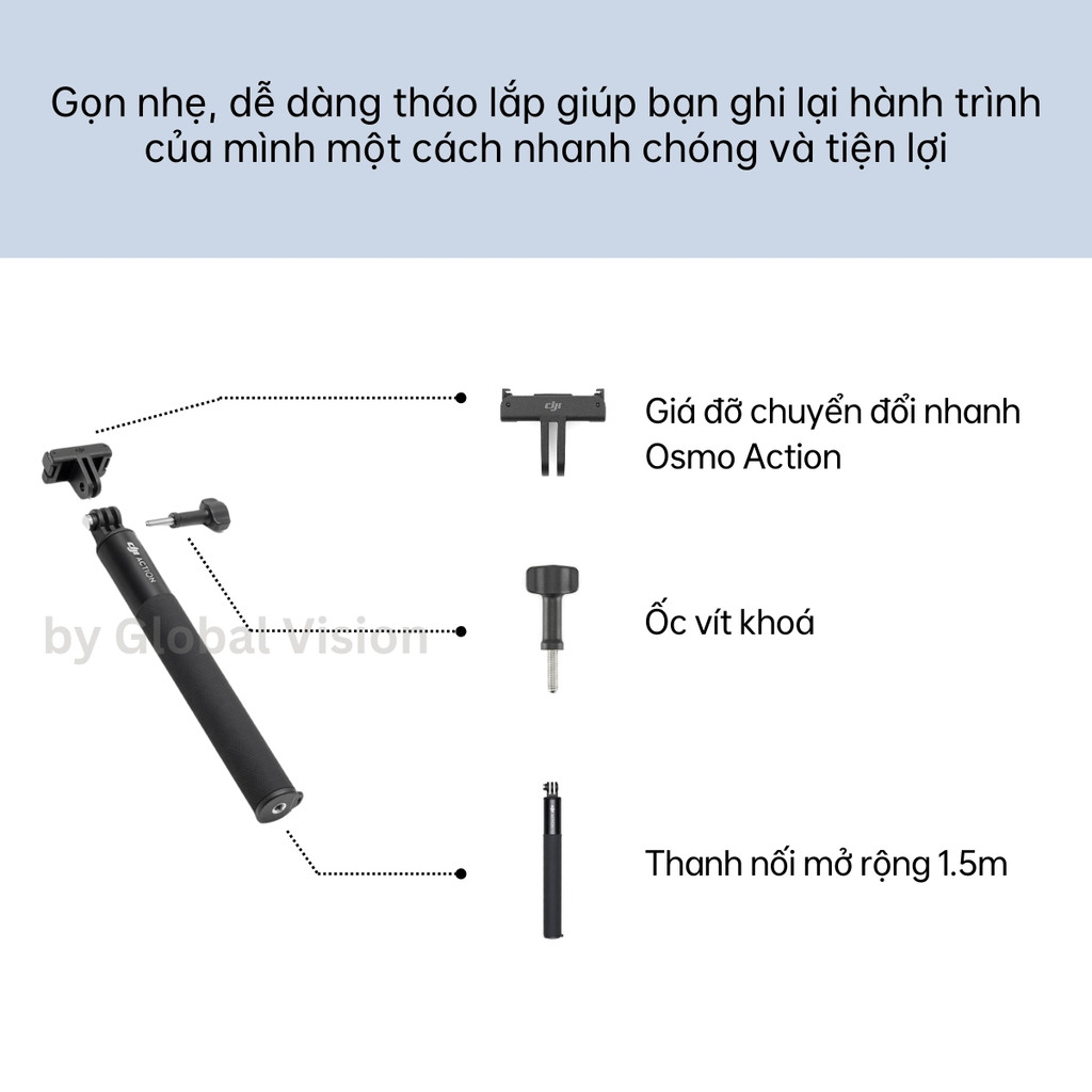 Ảnh Gậy chụp ảnh cầm tay nối dài 1.5m DJI dành cho Osmo Action camera hành động cao cấp chính hãng 3