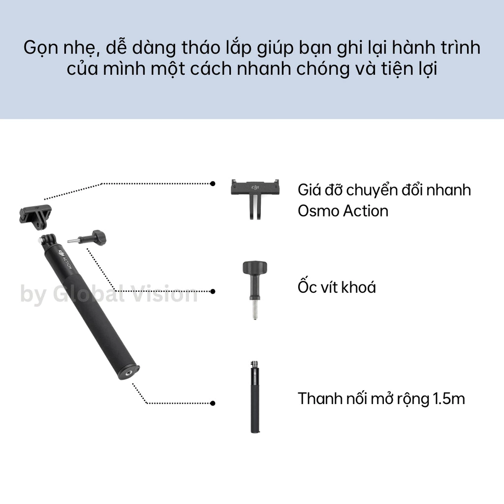 Gậy chụp ảnh cầm tay nối dài 1.5m DJI dành cho Osmo Action camera hành động cao cấp chính hãng