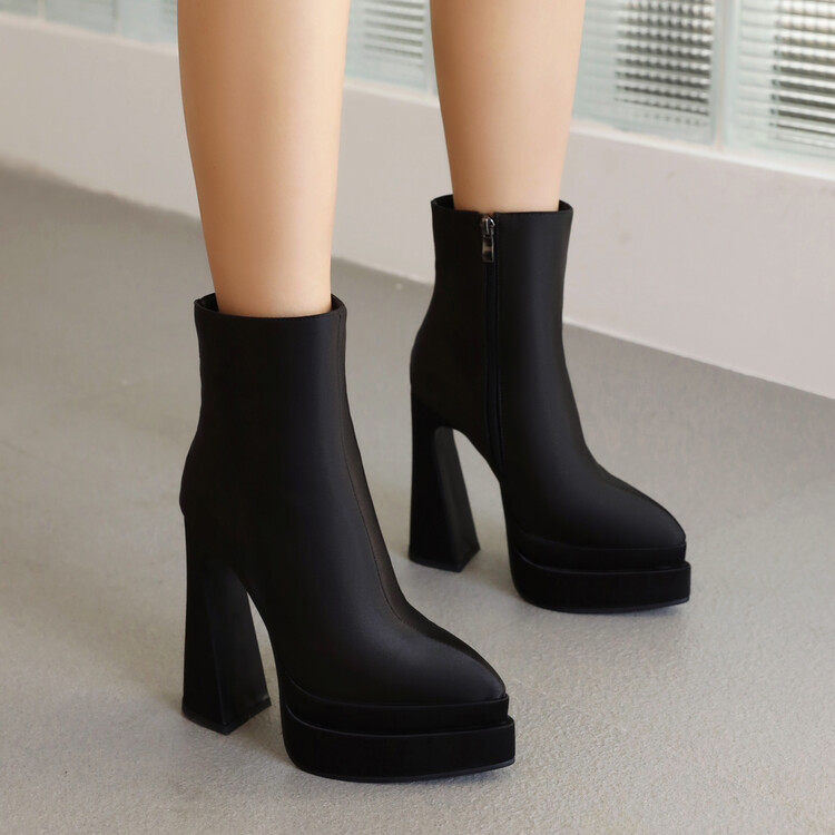 Bốt ngắn size 34-43 phong cách Hàn Quốc bốt gầy gót dày đế chống thấm nước cao gót satin mẫu mới bốt co giãn nữ