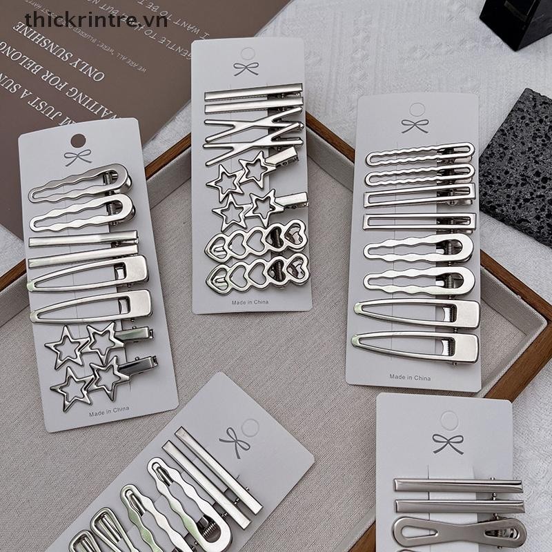 Thi 8 Chiếc Bé Gái Kẹp Tóc Bạc Kim Loại Mỏ Vịt Kẹp Tóc Nữ Bên Nổ Nữ Nữ Barrettes Phụ Kiện Tóc VN