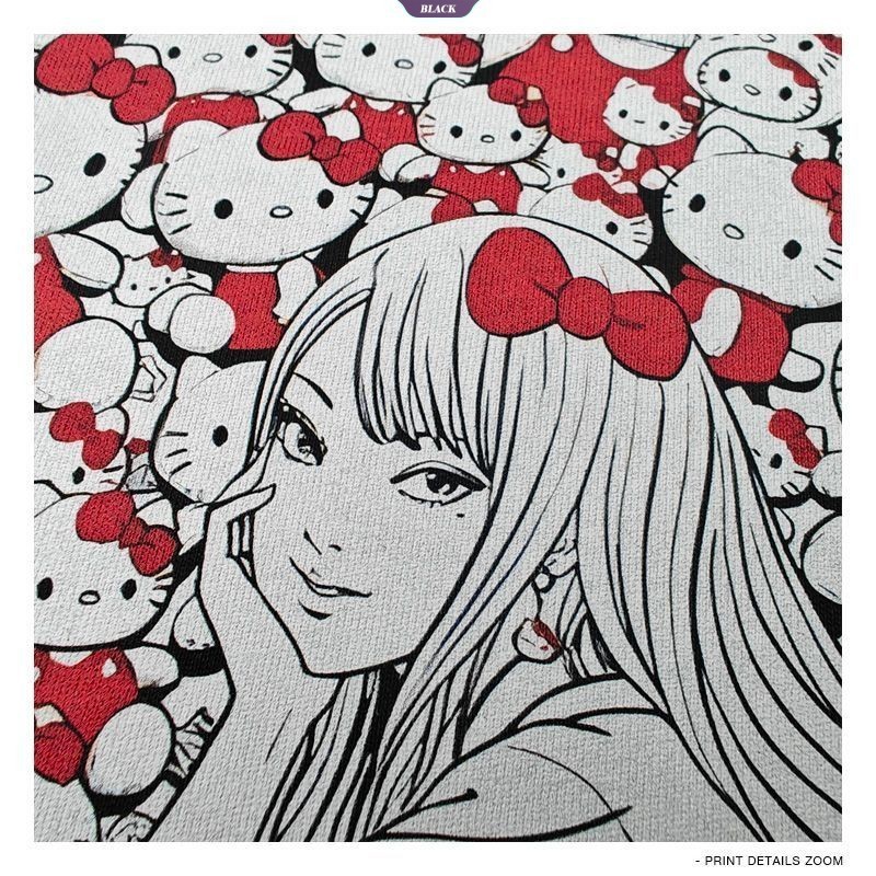 Ito Junji Đồng thương hiệu Sanrio Hello Kitty và Tomie Linkage Áo ngắn tay nam nữ thứ cấp [BL]