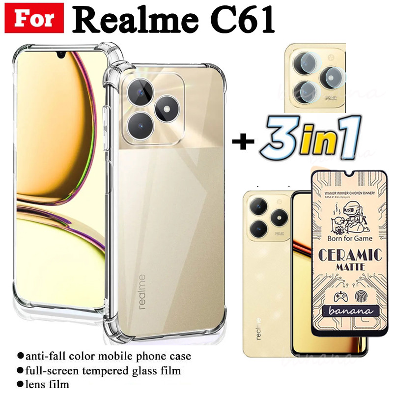 Ốp Điện Thoại Di Động Chống Rơi 3 TRONG 1 Realme C61 Cho Realme C63 Note 60 50 Chống Gián Điệp Riêng Tư Kính Cường Lực Bảo Vệ Màn Hình Và Phim Ống Kính