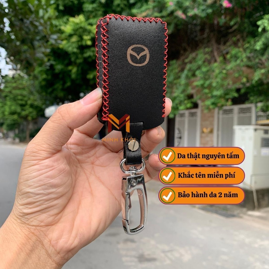 Bao da chìa khoá Mazda 3, Mazda CX3, CX30, CX8 2022, CX 3, CX 30 2020 2021( Mẫu chìa vuông) Handmade da thật nhập khẩu