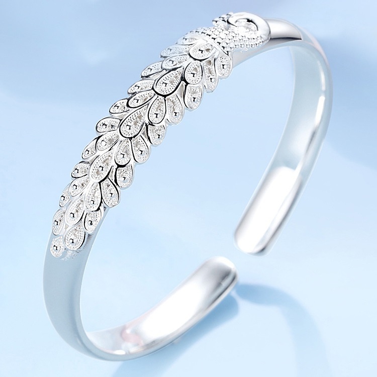 Mới Bạc 925 Thanh Lịch Con Công Mở Màn Hình Vòng Tay Lắc Tay Cho Nữ Trang Sức Thời Trang