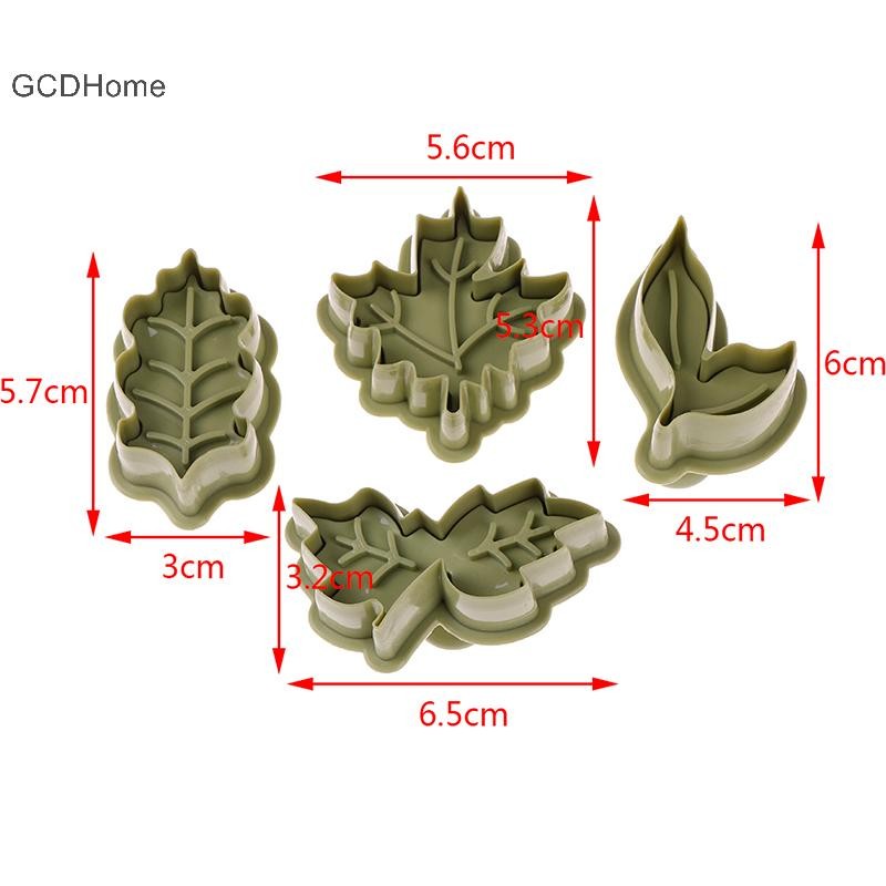 Gcdhome 4 Cái / bộ DIY Nướng Khuôn Lá Hình 3D Bánh Quy Cắt Khuôn Bánh Quy Dụng Cụ Nhà Bếp HOT