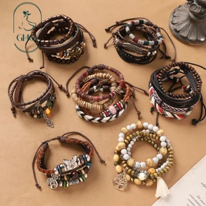 GHGl❤️Handmade Bohemian Kỳ Lạ Vòng Tay Retro Phong Cách Dân Tộc Nam Nữ Dệt Nhiều Lớp Vòng Tay Niche Vòng Tay