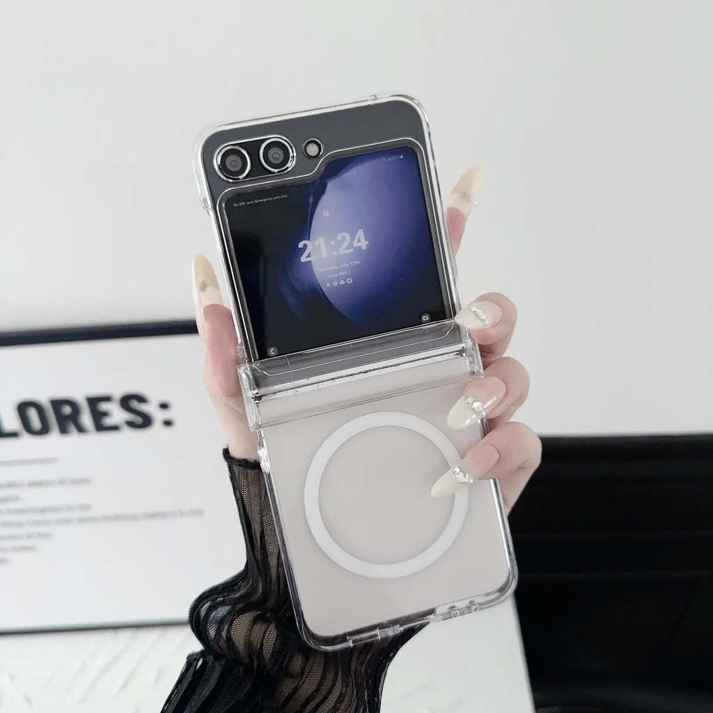 Ốp Điện Thoại Trong Suốt Cho Samsung Galaxy Z Flip 7 6 5 4 3 Vỏ Bảo Vệ Trong Suốt