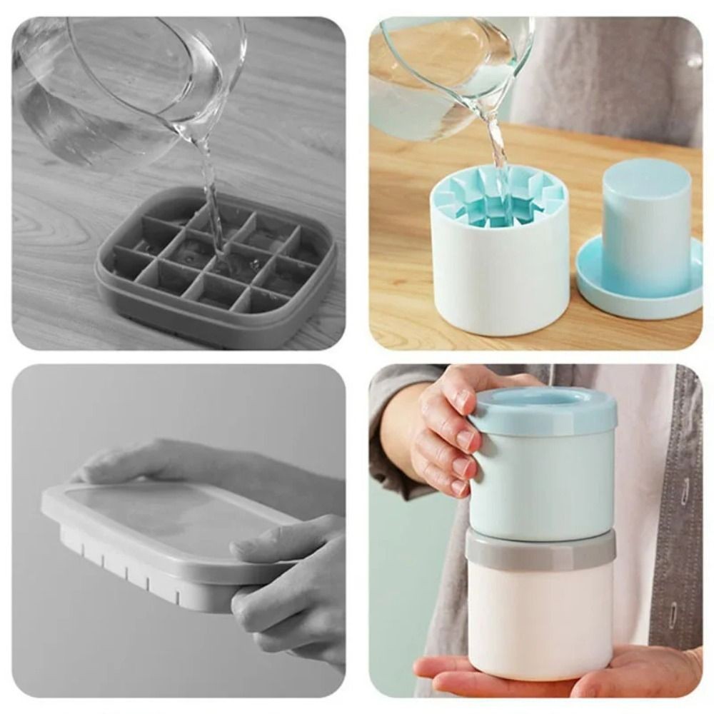 MONOSTYLE Ice Bucket, Khuôn làm đá viên silicon có thể tái sử dụng, Khay đá hình trụ đông lạnh nhanh sáng tạo Mùa hè DIY Tủ lạnh Máy làm đá đóng băng