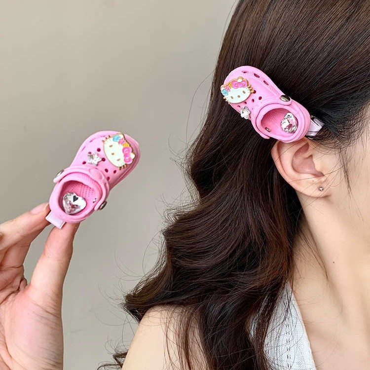 Giày lỗ màu hồng hình kẹp tóc trẻ em dễ thương kẹp phụ kiện tóc thời trang cá nhân