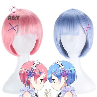 A & Y Cuộc Sống Trong Một Thế Giới Khác Từ zero Rem Cosplay Tóc Giả Anime Nữ Ram Trang Phục Tóc Tổng Hợp Tóc Giả.