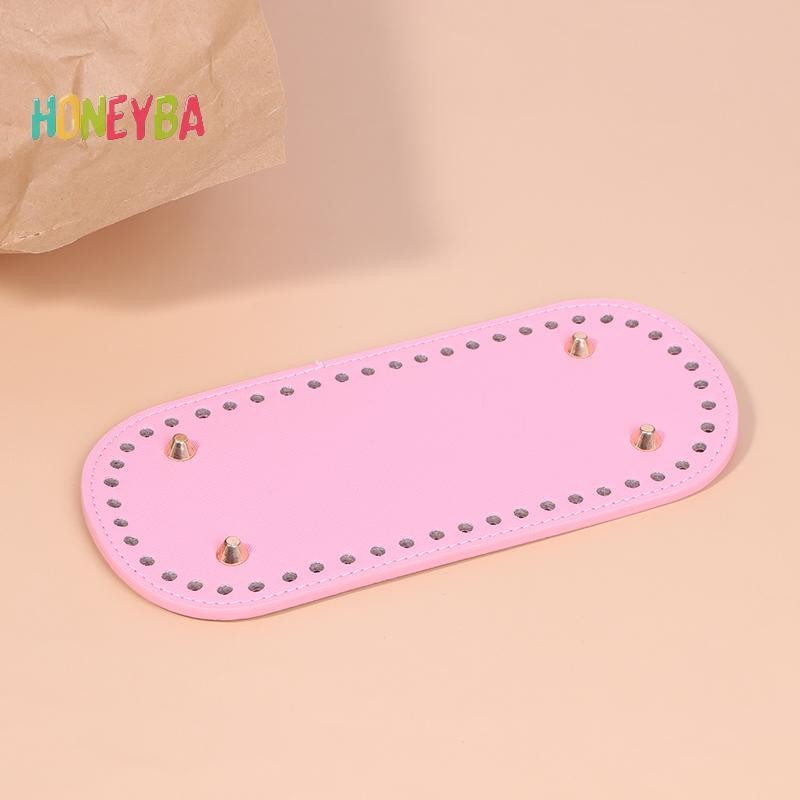 < Honeyba > 1 Đáy Dài Cho Túi Dệt Kim Da Đế Handmade Đáy Có Lỗ Túi Móc Tự Làm Phụ Kiện Đáy