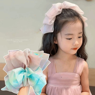 Nơ kẹp tóc MKYCO cho bé gái, thiết kế thanh lịch với chất liệu voan lớn thời trang