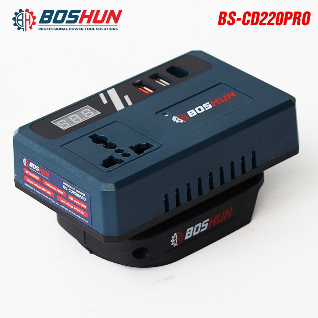 Đế chuyển đổi nguồn điện BOSHUNN BS-CD220PRO chuyển từ pin 21V lên 110V - 220v