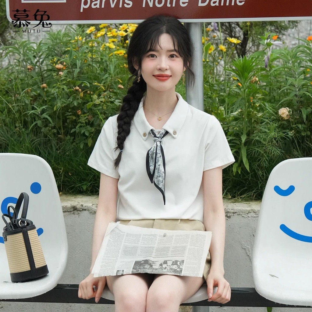 Phong Cách Hàn Quốc Top Mutu Nữ Mùa Hè 2026 Phong Cách Mới Nhỏ Fella Vai Trước Áo Thun Tay Ngắn