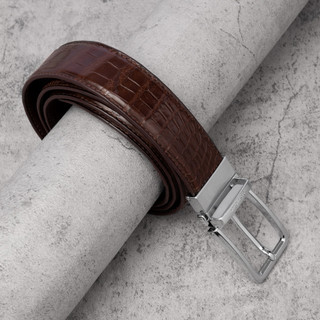 Thắt lưng da xỏ kim, thắt lưng da cá sấu thật FTTLeather dây nịt nam da bụng mặt xỏ kim cao cấp DF94