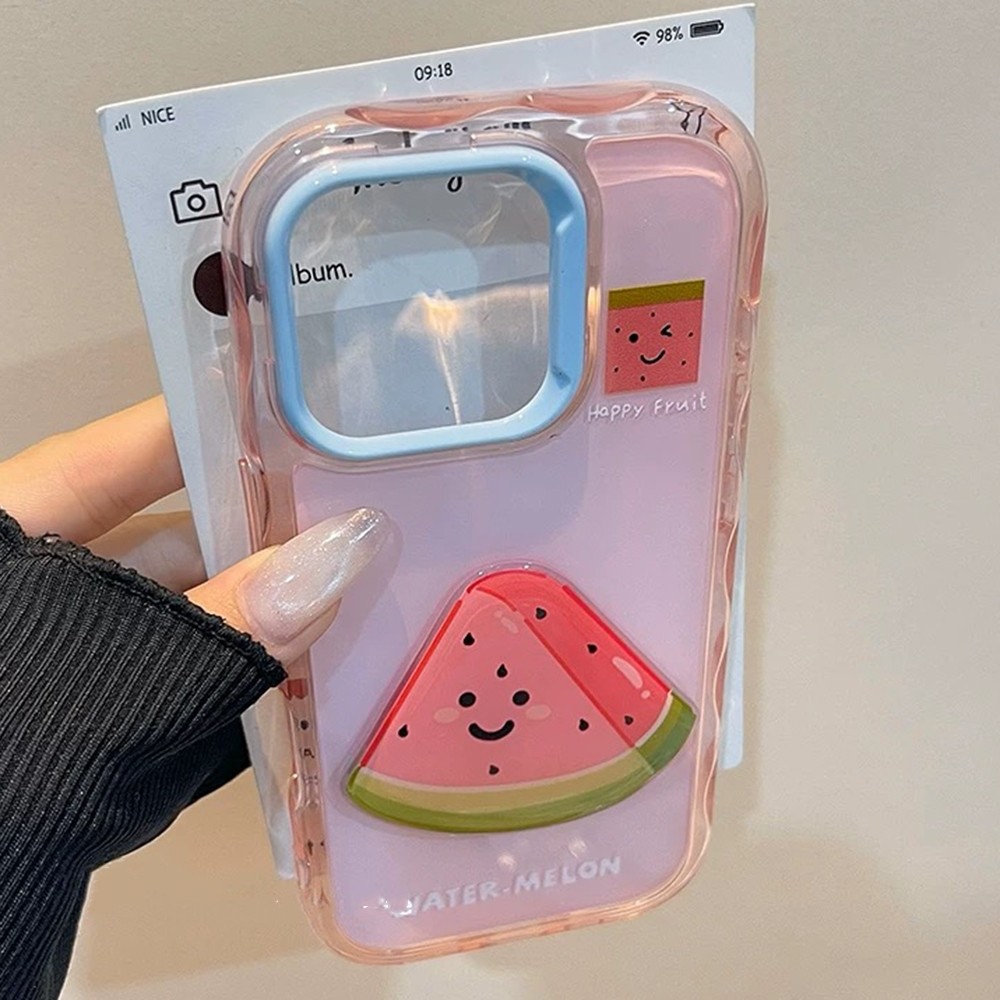 Ốp Điện Thoại Sóng Dây Xích Dưa Hấu 3D Cho iPhone 17 Pro Max 17 Air 16 Plus 15 14 13 12 11 Vỏ Bảo Vệ Chống Sốc