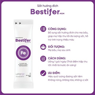 [Date T06/2027]Sắt Bestifer Mom Hộp 24 gói cho mẹ bầu - không vị tanh, không gây táo bón