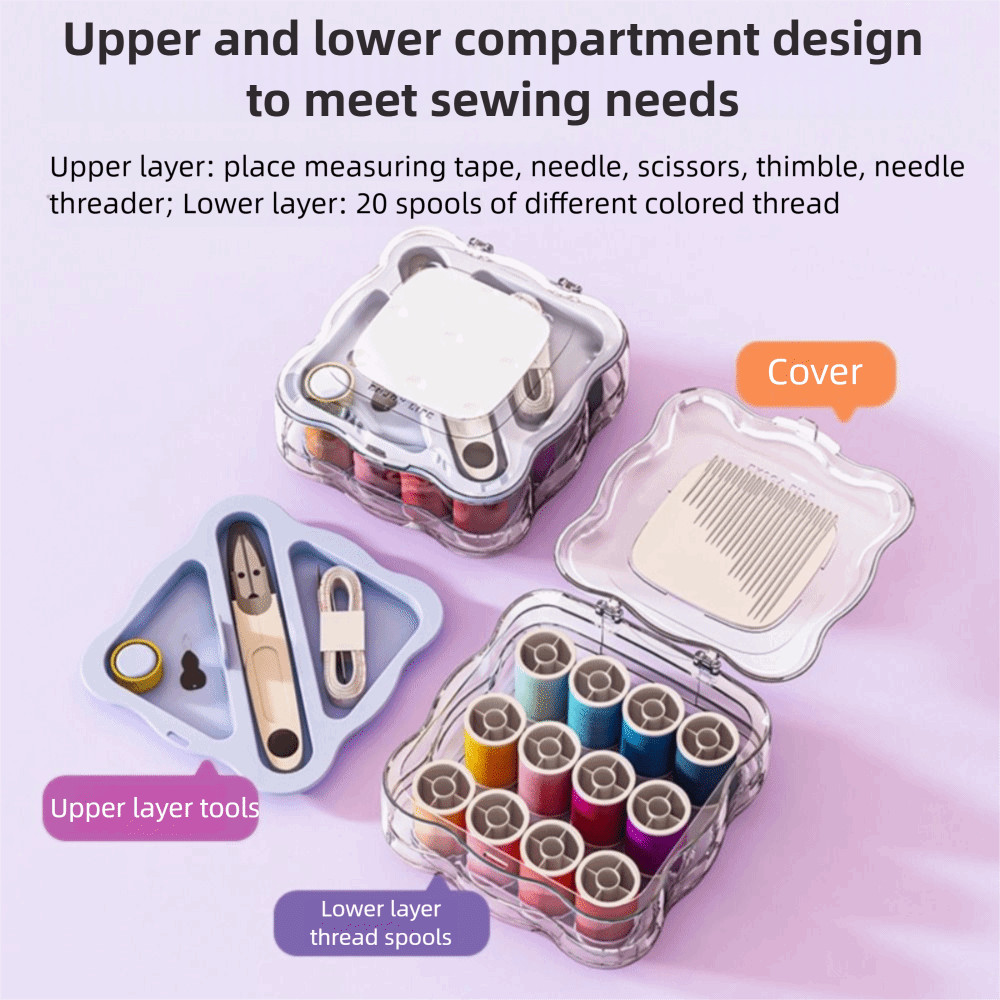 Bộ hộp may BAMBOOB, Mini DIY Trang phục thủ công Bộ hộp chỉ kim may, Phụ kiện di động Dụng cụ may vá Du lịch tại nhà