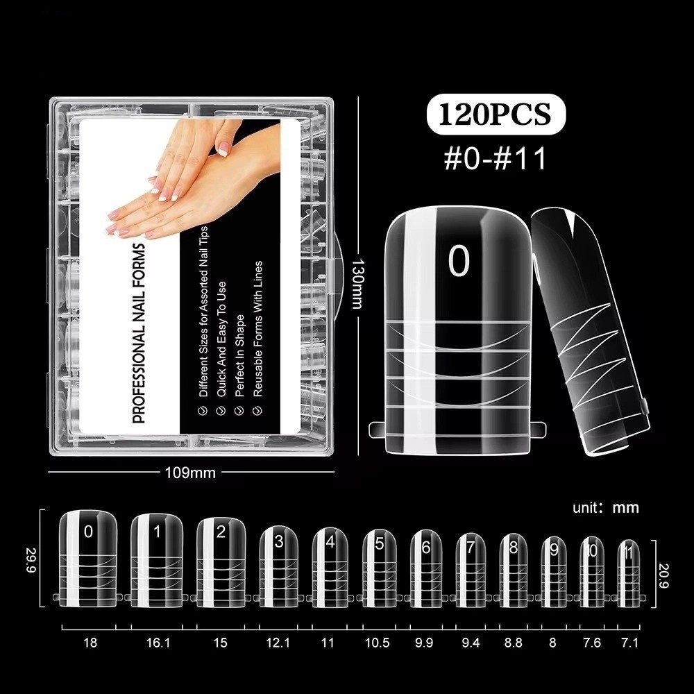 FAVORITEGOODS 120 chiếc Mẹo giả, Khuôn móng chân che toàn bộ Acrylic, Áo hoa văn móng chân kép để mở rộng