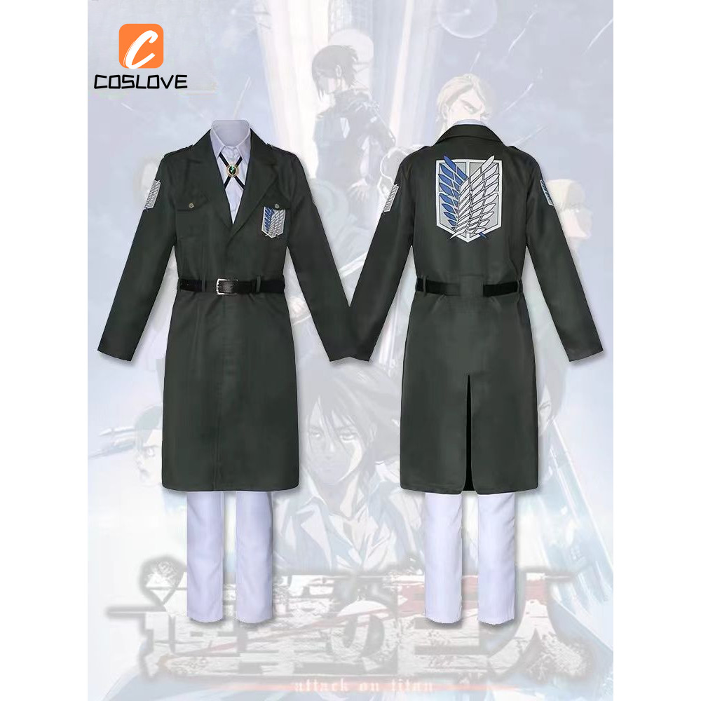 Trọn bộ trang phục cosplay Levi và Eren mùa 4 Attack on Titan - Đồng phục quân đội dài tay