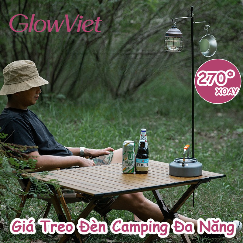 🏕️【XOAY 270°】Giá Treo Đèn Camping Đa Năng - Kim Loại Chắc Chắn,  Di Động Nhẹ Gọn