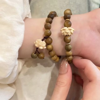 ASDFGER Vòng Tay Gỗ Đàn Hương Đính Hạt Hình Hoa Handmade, Chuỗi Hạt Mân Côi, Co Giãn, Đeo Tay, Thủ Công