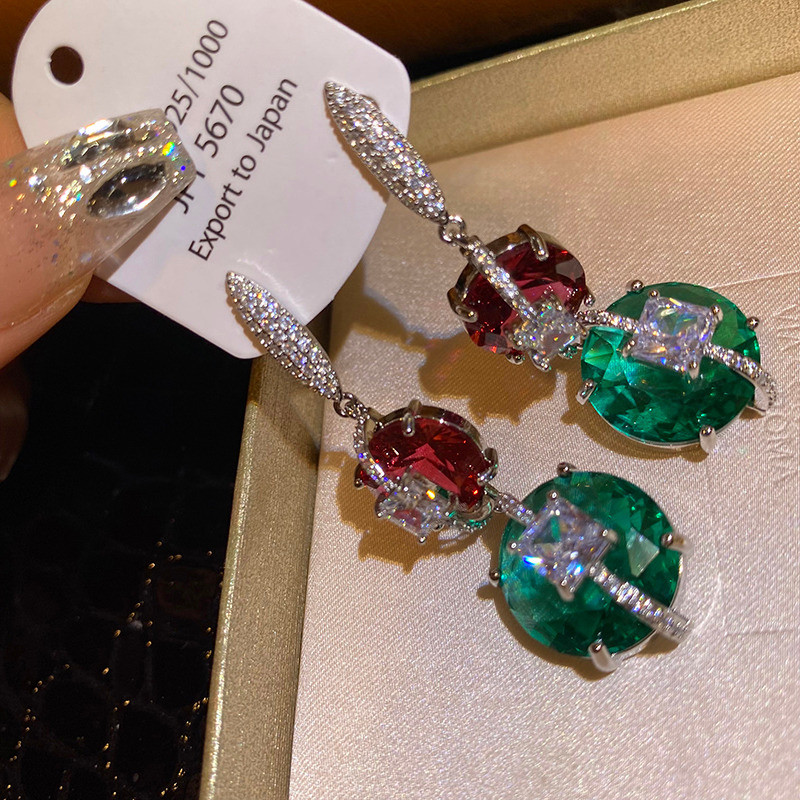 Bông tai Zircon sang trọng dài tinh tế Hàn Quốc Bán buôn