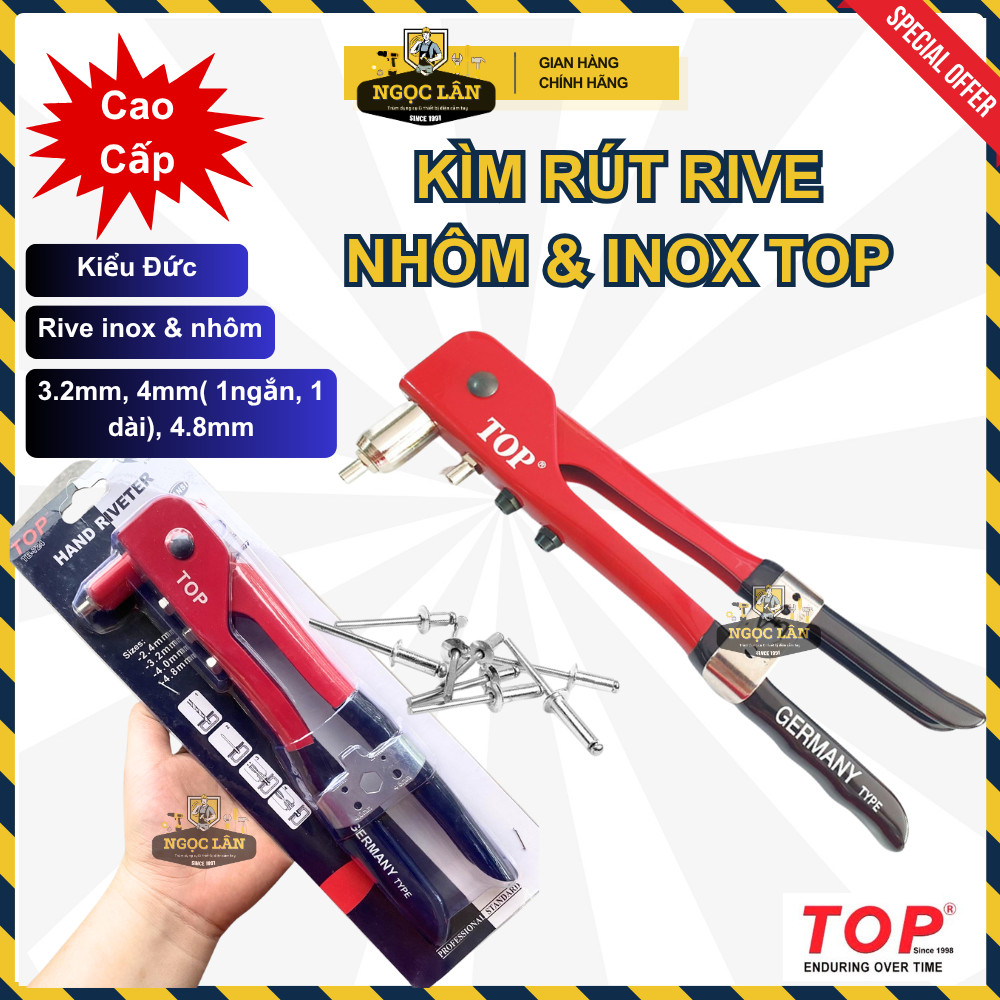 [Chính hãng TOP] Kìm rút Rive, kềm Rive inox, nhôm Top hàng Đài Loan cao cấp (mã TST-50036-4P)