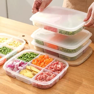 Hộp ngăn thịt đóng gói phụ di động YUUKII, Hộp lưu trữ chuẩn bị thực phẩm chia, Ngăn 4 / 5 / 6 Lưới sắp xếp tủ đông tủ lạnh