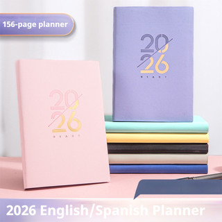 2026 Kế hoạch hàng năm A5 Lịch trình tiếng Anh Kế hoạch hàng ngày Sổ tay 70GSM Giấy dày Dấu trang Lịch dành cho sinh viên & Văn phòng phẩm