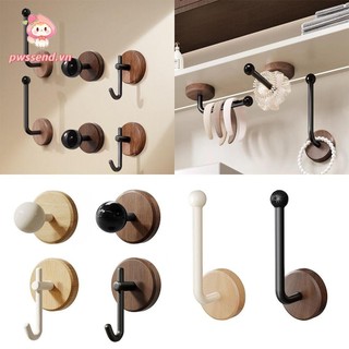 Móc treo tường PWSSEND, Móc lưu trữ treo tường bằng gỗ đen trắng, Bắc Âu Không có máy khoan Chống thấm nước Tự dính Móc treo trang trí