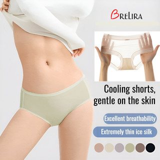 『 Brelira 』 Quần lót liền mạch bằng lụa băng siêu mỏng dành cho nữ Quần lót thoáng khí Quần lót mềm bằng vải Cotton khô nhanh