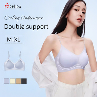 『 Brelira 』 Áo ngực lụa băng siêu mỏng 0,1cm Đồ lót không dây liền mạch Thoải mái thoáng khí Làm đẹp lưng Push Up Bra Đồ lót