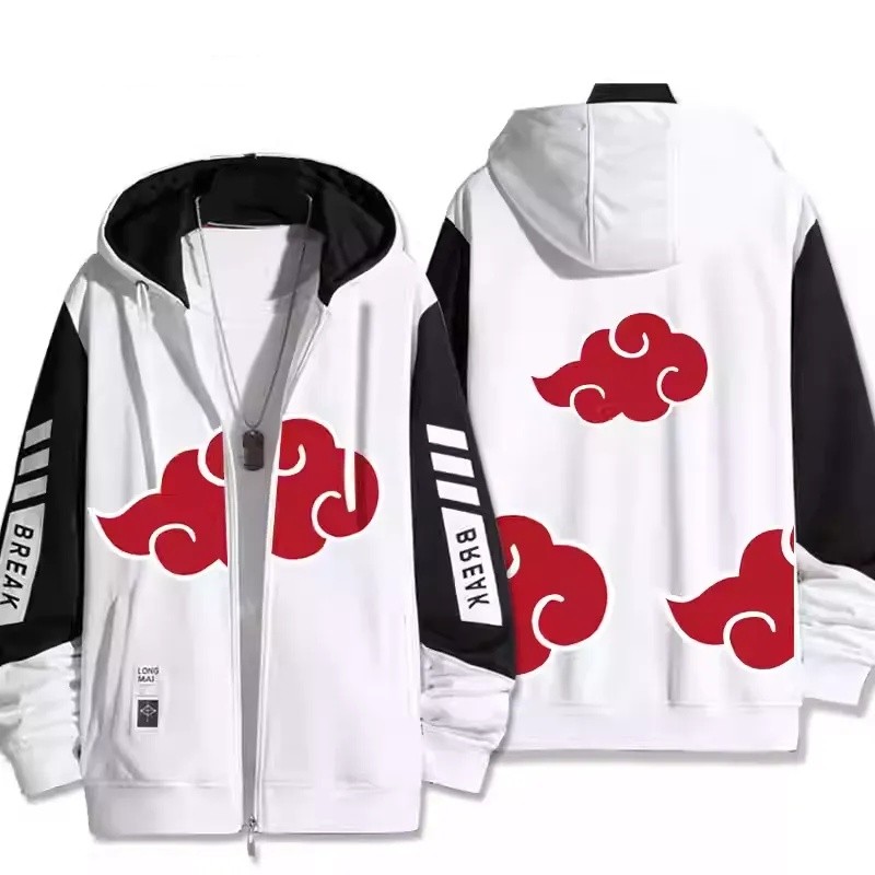 GN NARUTO Akatsuki Akagumo anime dây kéo Áo khoác Hoodie Unisex Top NG