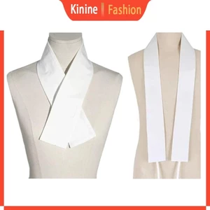 Chinese Style White Detachable False Collar for Ancient Dress Skinny Long Scarf