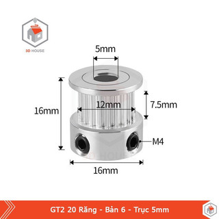 Ròng Rọc Truyền Động Puly Bánh Răng – Dây Đai 20–60 Răng, Trục 5mm 8mm, Dùng Trong Cơ Khí, Máy Tự Động