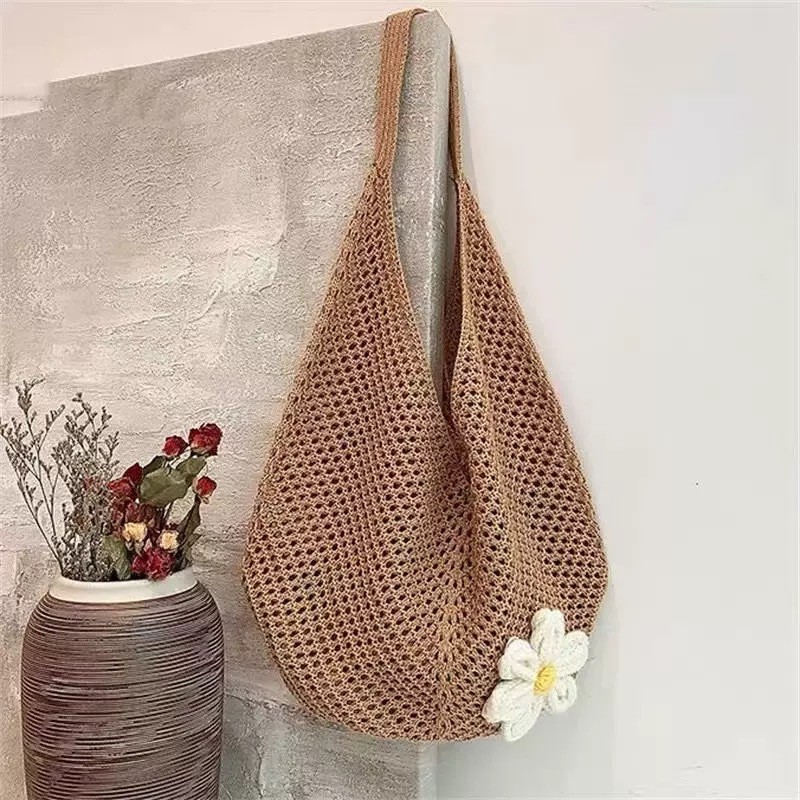 Túi cói tote lưới Hàn Quốc, Thiết kế kẹp nách thời trang,Công suất lớn, hoàn hảo đi biển