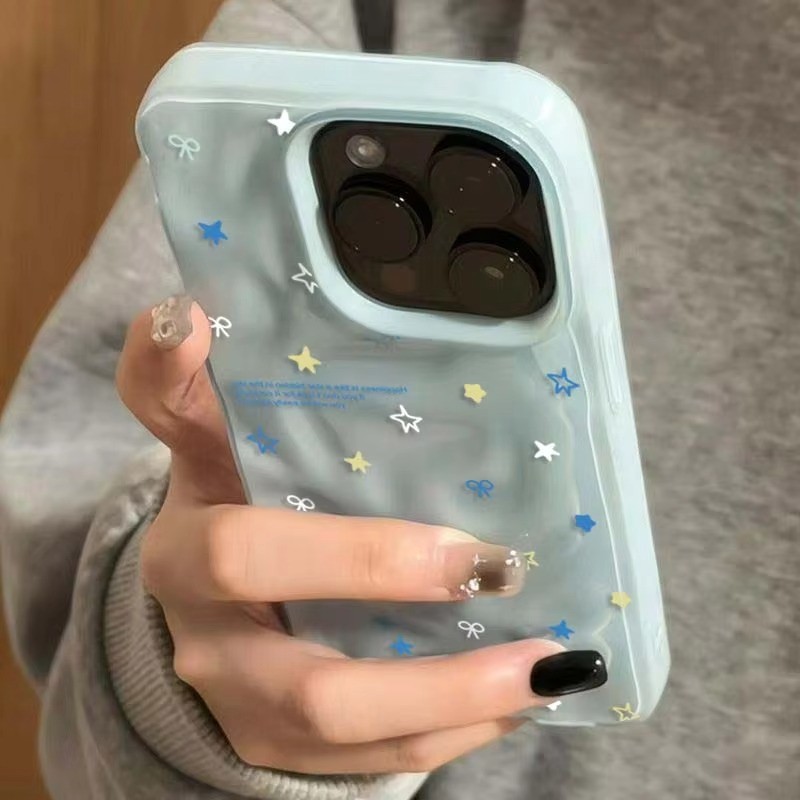 Ốp điện thoại hoạt hình ngôi sao đơn giản Hàn Quốc cho iPhone 16 17 Pro Max 11 12 13 14 15 Pro 16 Plus Vỏ mềm silicon chống sốc màu vàng