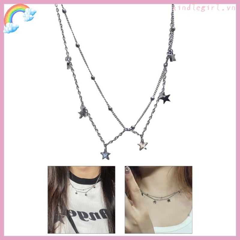 Vòng cổ hai lớp ngôi sao năm cánh phong cách Y2K - phụ kiện thời trang