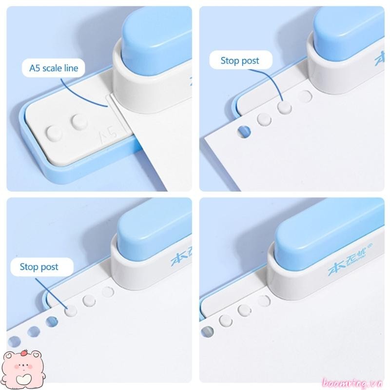 Boom 5 lỗ Punch Hướng dẫn sử dụng Punching Giấy đục lỗ di động cho trường học