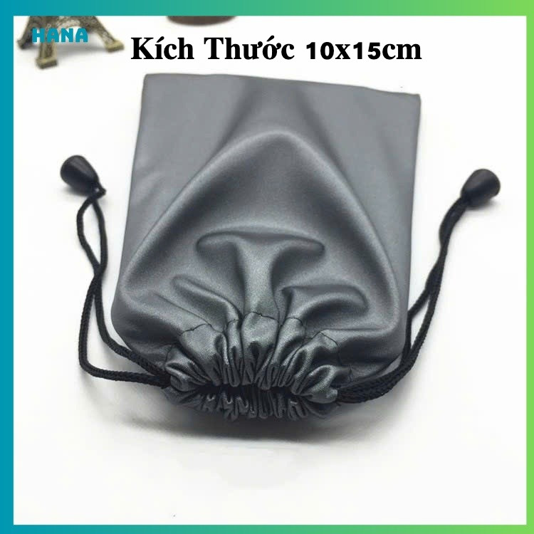 Túi rút chống nước vải nhung xám đựng sạc dự phòng, điện thoại