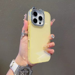 Ốp điện thoại hình mèo kim cương sang trọng màu trơn 2in1 cho iPhone 17Promax 16Promax 16Pro 12 13 14 15 Pro Max 11 15Plus Vỏ điện thoại silicon chống sốc cho nữ