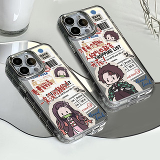 Ốp điện thoại báo Demon Slayer cho iPhone 16 / 15 / 14 / 13 / 12 / 11 / PRO MAX / MINI / PLUS / X / XR gương chống rơi và chống sốc Vỏ bảo vệ lỗ lớn