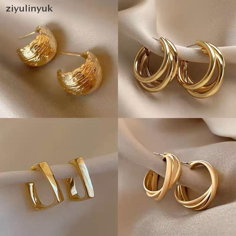 Ziyulinyuk - Bông Tai Hình Học Kim Loại Phóng Đại, Trang Sức Thanh Lịch Cho Nữ