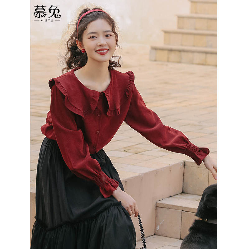 Mutu Preppy Phong Cách Áo Sơ Mi Trắng Dài Tay Nữ Mùa Xuân 2026 Thiết Kế Phong Cách Mới Niche Top