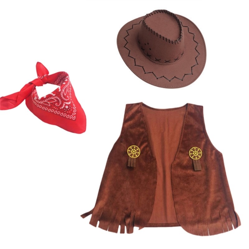 Stay Halloween Cowboy Trang Phục 3 Bộ Trang Phục Cao Bồi Phương Tây Cho Trẻ Em Quà Tặng
