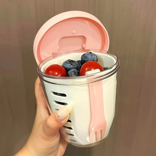 Cốc Trái Cây Di Động Có Thể Xả Với Nĩa insn Phong Cách Ăn Sáng Salad Cốc Mang Đi Dã Ngoại Ăn Liền Cốc Sữa PR7I