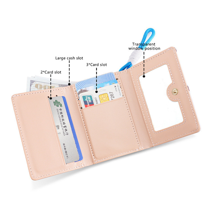 Ví Nữ In Hình Gấu Dễ Thương, Ví Đựng Thẻ Dành Cho Nữ, Đựng Tiền Mặt & Thẻ, Chất Liệu PU Mềm Mịn