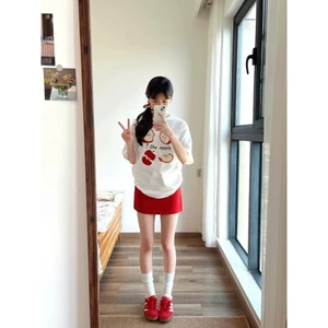 Áo thun phông cộc tay dáng dài rộng thiết kế phối hình in chất liệu cotton thoáng mát mùa hè MT33 SP329