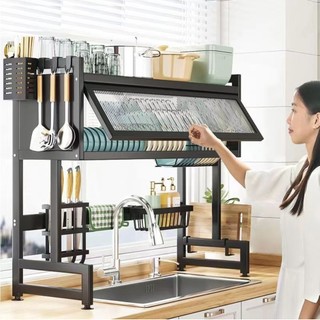 Kệ chén có nắp đậy thép cacbon Kệ Để Chén phía trên bồn rửa Tủ Nhà Bếp Chống bụi 360 độ